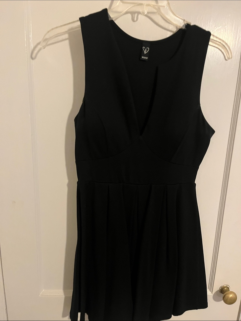 Windsor Black Sleeveless V-Neck Fit-and-Flare Dress
